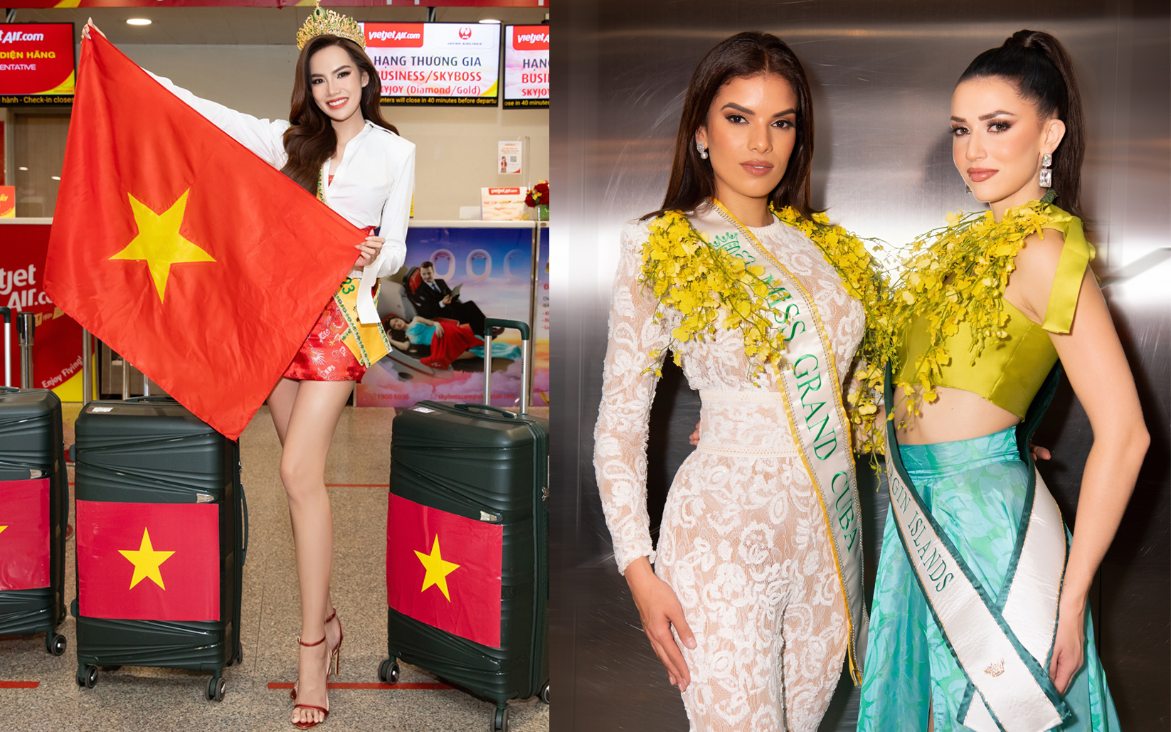 Dàn mỹ nhân đổ bộ tại sân bay Nội Bài, sẵn sàng chinh phục Miss Grand International 2023