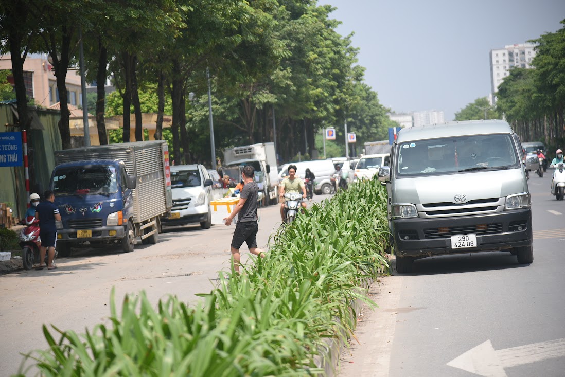 Đại lộ nghìn tỷ ở Hà Nội biến thành nơi nhận hàng của xe tải - Ảnh 3.