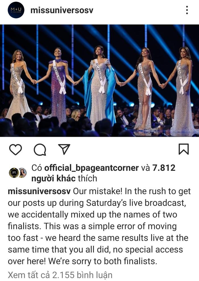 Bài xin lỗi từ Phía Miss Universe El Salvador