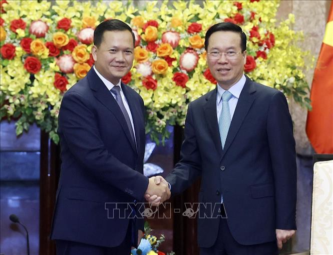 Tổng Bí thư Nguyễn Phú Trọng tiếp Thủ tướng Campuchia Hun Manet - Ảnh 3.