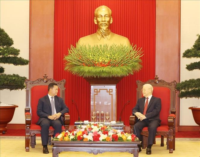 Tổng Bí thư Nguyễn Phú Trọng tiếp Thủ tướng Campuchia Hun Manet - Ảnh 2.