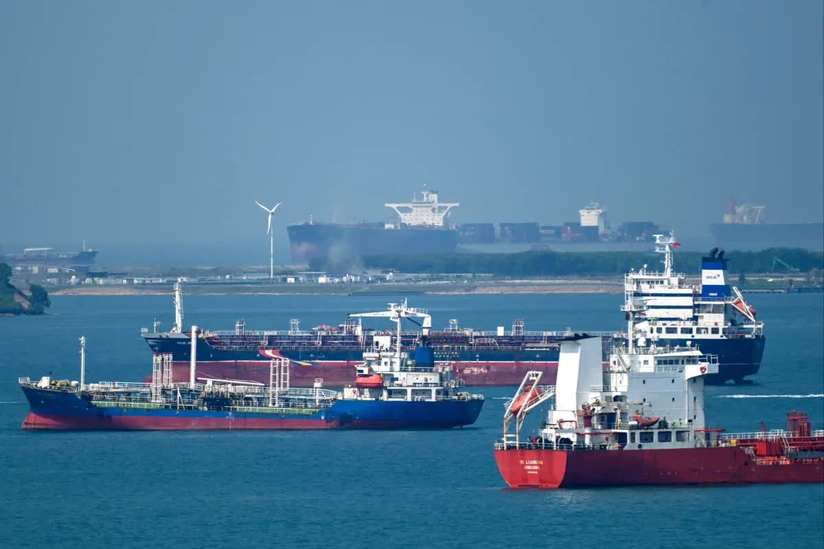 Tàu chở 1 triệu thùng dầu mắc cạn ngoài khơi Singapore - Ảnh 1.