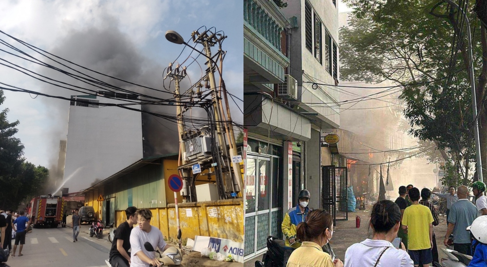 Hà Nội: Cháy lớn ở cửa hàng phế liệu, cột khói cao hàng trăm mét - Ảnh 1.