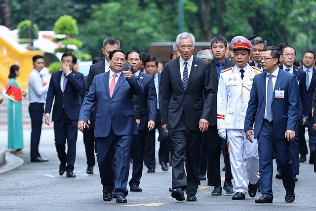 Cận cảnh Thủ tướng Phạm Minh Chính chủ trì lễ đón Thủ tướng Singapore Lý Hiển Long - Ảnh 5.
