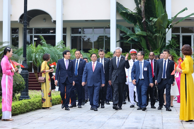 Cận cảnh Thủ tướng Phạm Minh Chính chủ trì lễ đón Thủ tướng Singapore Lý Hiển Long - Ảnh 6.