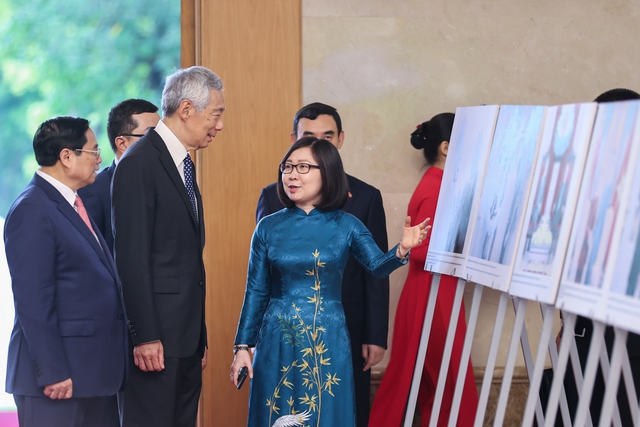 Cận cảnh Thủ tướng Phạm Minh Chính chủ trì lễ đón Thủ tướng Singapore Lý Hiển Long - Ảnh 7.