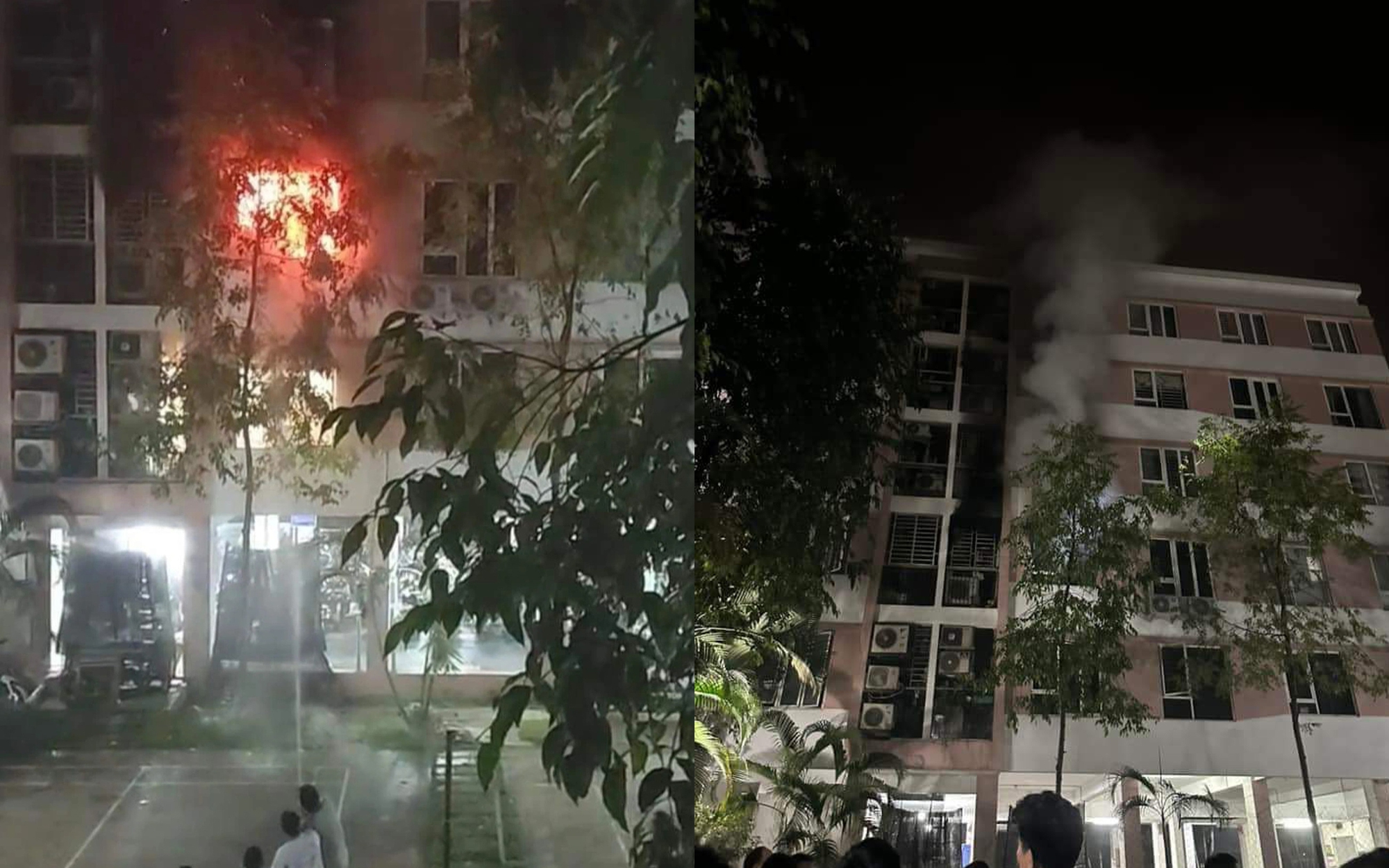Hà Nội: Chung cư cao 6 tầng bất ngờ bốc cháy trong đêm - Ảnh 1.
