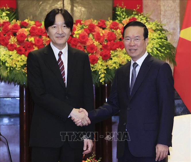 Chủ tịch nước Võ Văn Thưởng và Phu nhân tiếp Hoàng Thái tử Nhật Bản Akishino và Công nương - Ảnh 1.