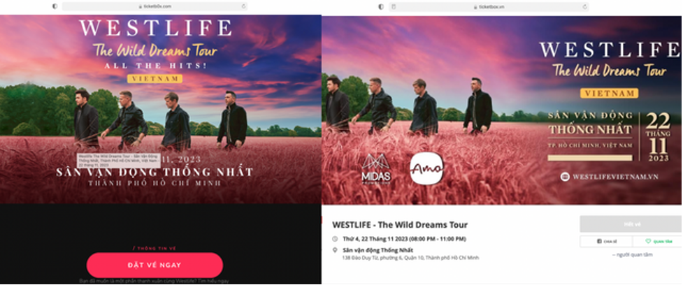 Website bán vé concert Westlife bị giả mạo: Cục An toàn thông tin vào cuộc - Ảnh 1.