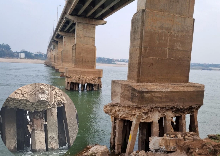 Cầu Trung Hà trơ trụ móng trong khi thủy điện sông Đà sắp xả hàng tỷ m³ nước- Ảnh 1.
