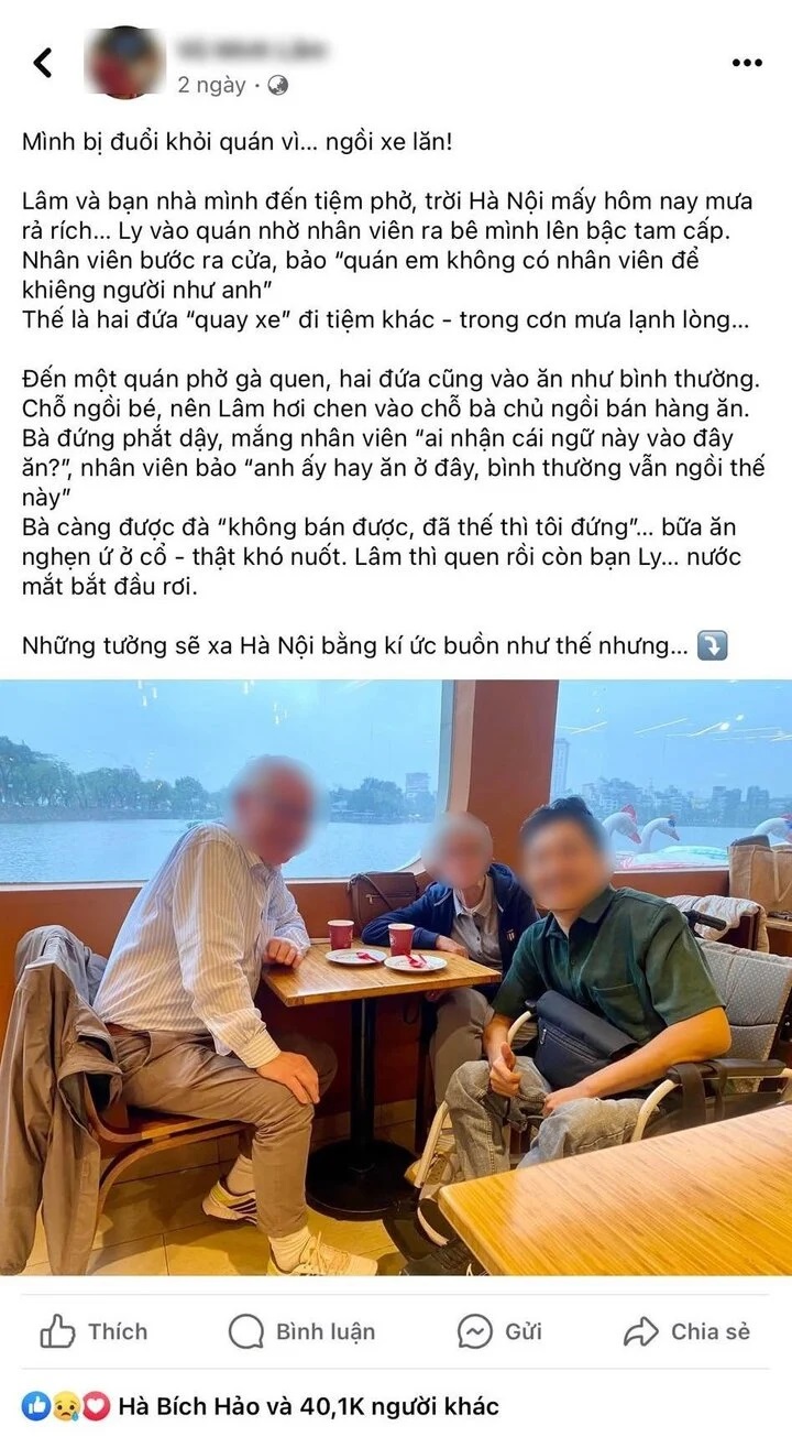 Sở TT&TT Hà Nội nói về hướng xử lý vụ "bị đuổi khỏi quán ăn vì ngồi xe lăn"- Ảnh 2.