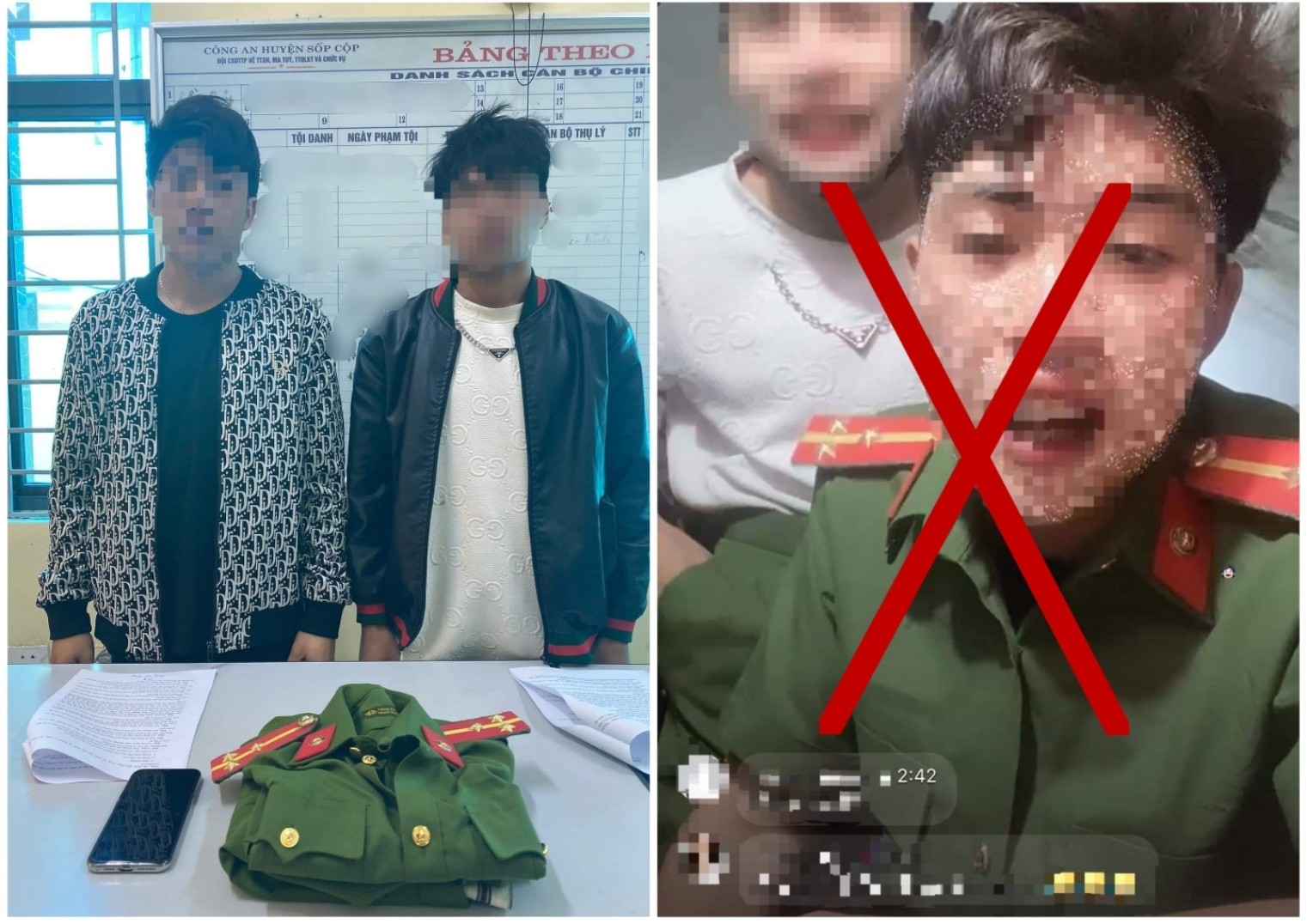 Xử lý hai thanh niên Sơn La mặc trang phục công an livestream câu like- Ảnh 1.