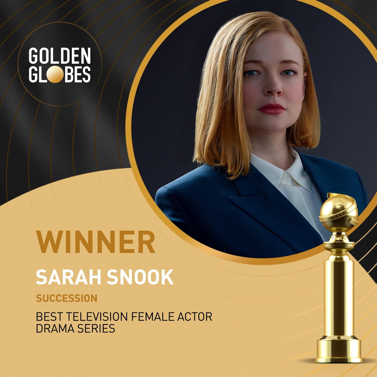 Sarah Snook chiến thắng Nữ diễn viên Truyền hình hay nhất - Series Phim truyền hình với phim Succession