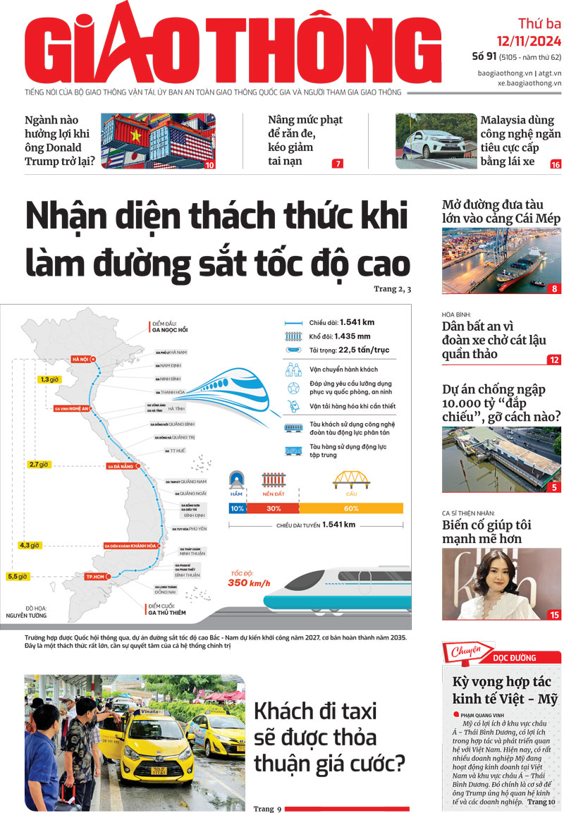 Trang nhất Báo Giao thông số 91 ra ngày 12/11/2024. Trang nhất Báo Giao thông số 91 ra ngày 12/11/2024.