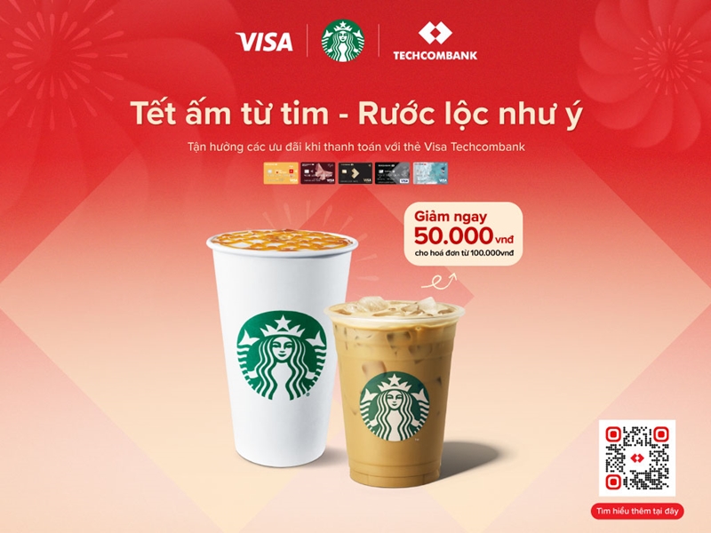 Techcombank hợp tác cùng Starbucks VietNam đem Tết ấm từ tim - Rước lộc như ý - Ảnh 2.