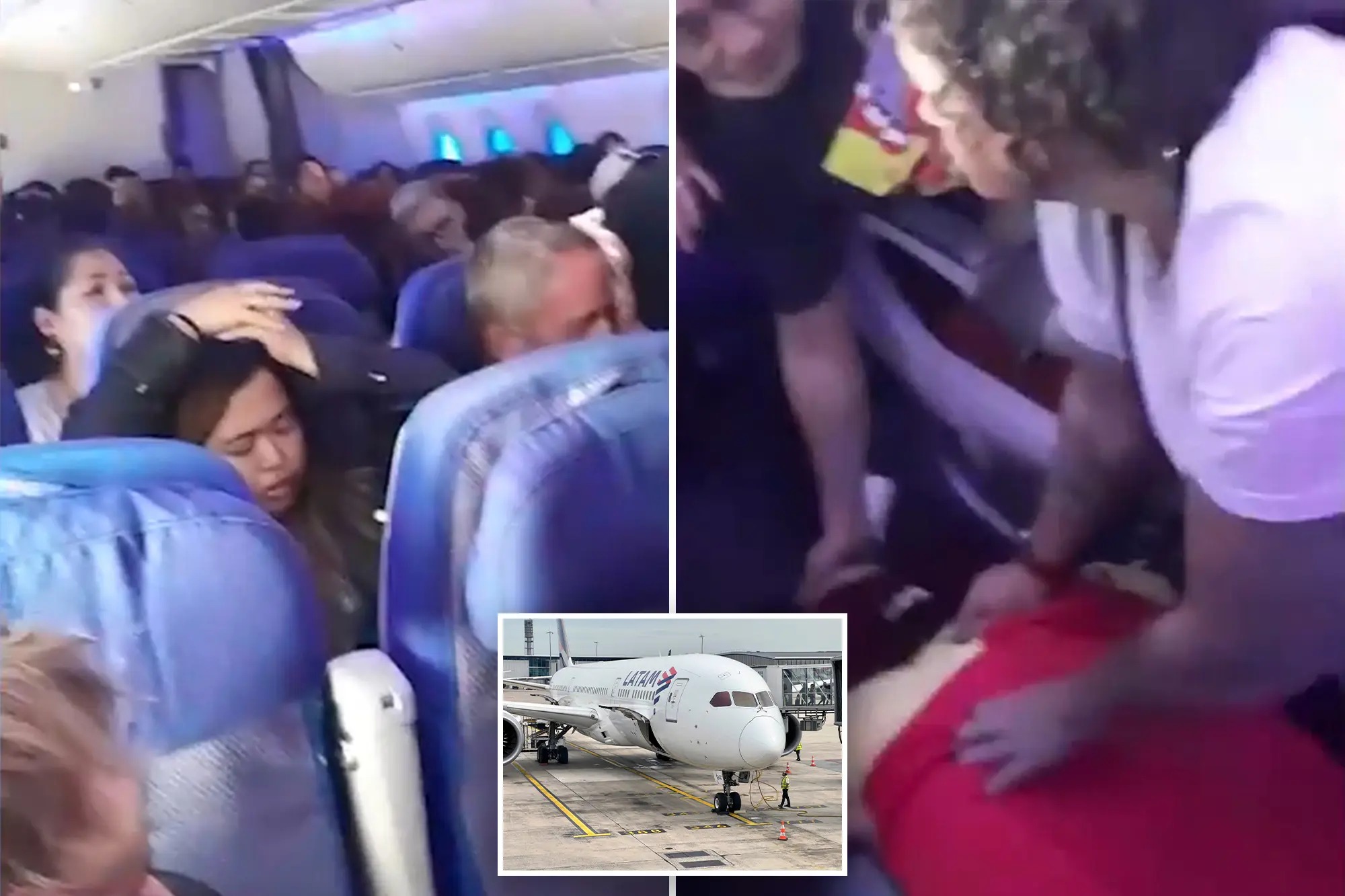 Máy bay Boeing 787 Dreamliner đang bay thì bất ngờ cắm đầu hướng xuống đất, giảm độ cao đột ngột khiến nhiều hành khách không cài dây an toàn trên khoang bị hất văng khỏi ghế, va lên trần và rơi xuống các lối đi.