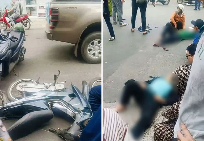 Vụ tai nạn khiến hai người đàn ông bị thương khá nặng - Ảnh: Nguyễn Kha.