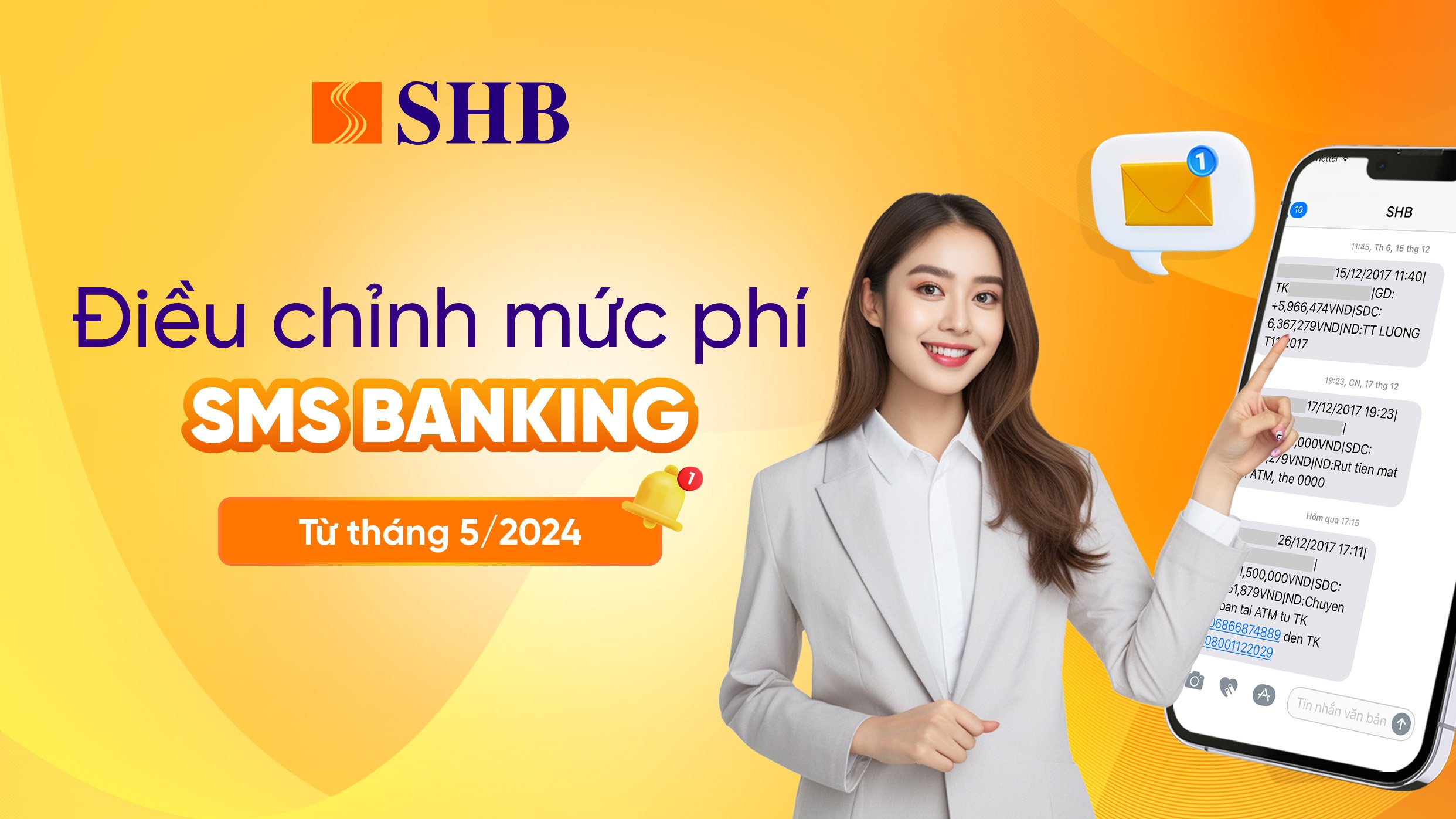 SHB điều chỉnh mức phí SMS Banking từ tháng 5/2024- Ảnh 1.