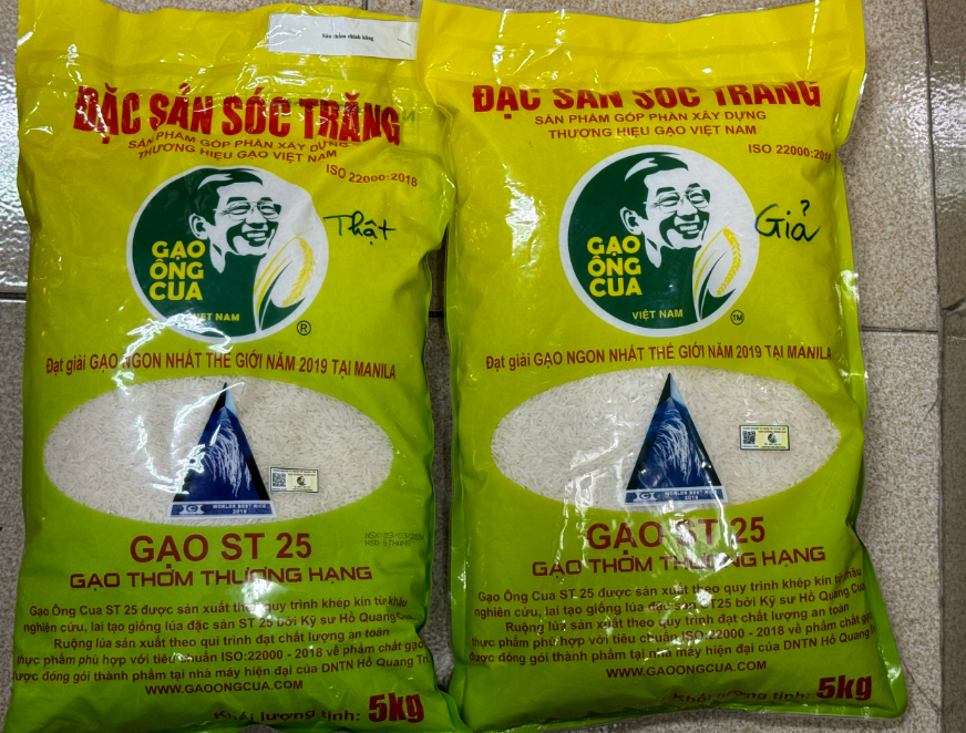Thu giữ hơn nửa tấn gạo giả mạo thương hiệu Gạo Ông Cua- Ảnh 1.