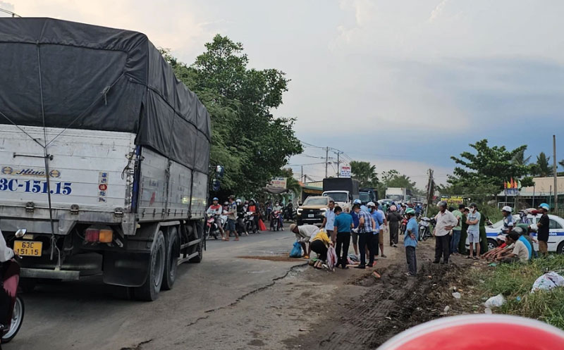 Hiện trường vụ tai nạn làm hai học sinh thương vong.