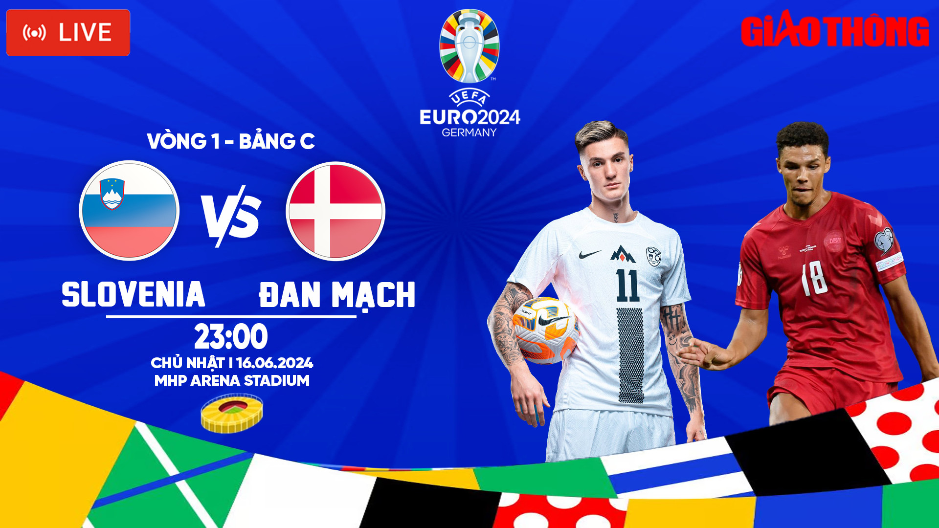 Link xem trực tiếp Slovenia vs Đan Mạch (23h ngày 16/6), bảng C EURO 2024- Ảnh 1.