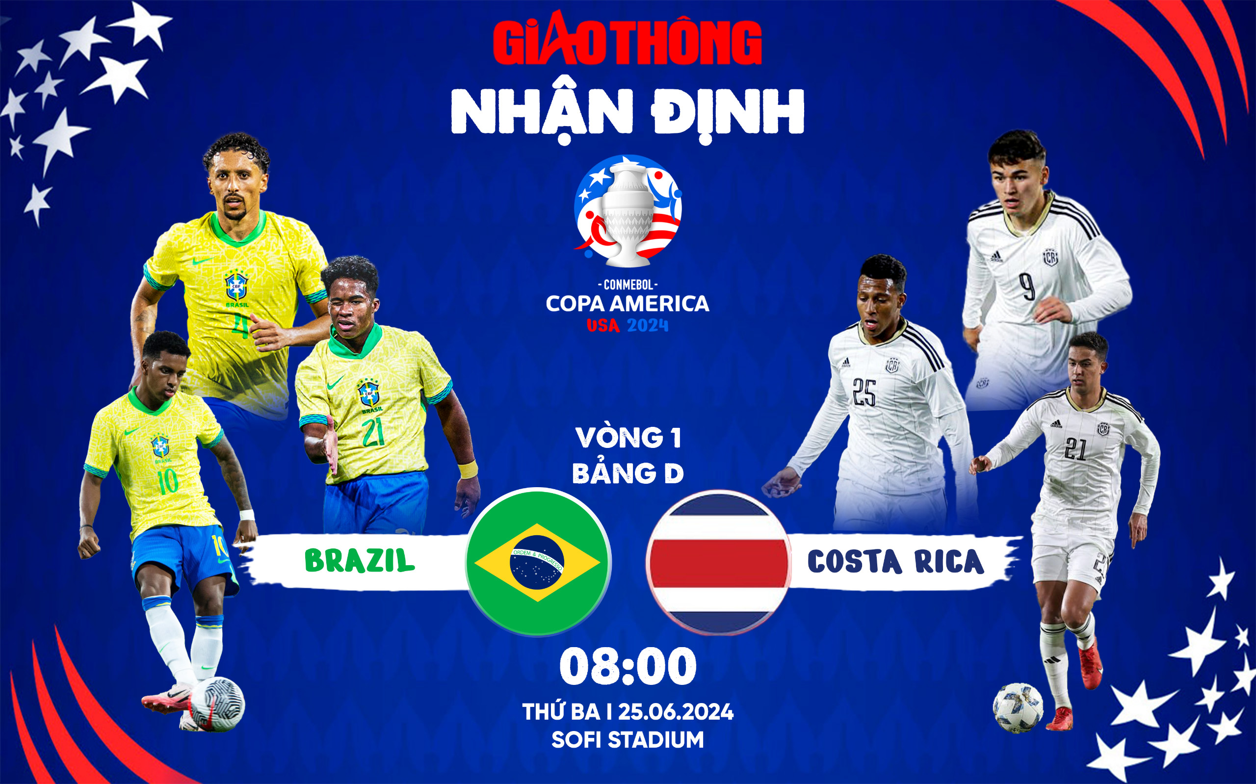 Nhận định, dự đoán kết quả Brazil vs Costa Rica (8h ngày 25/6), bảng D