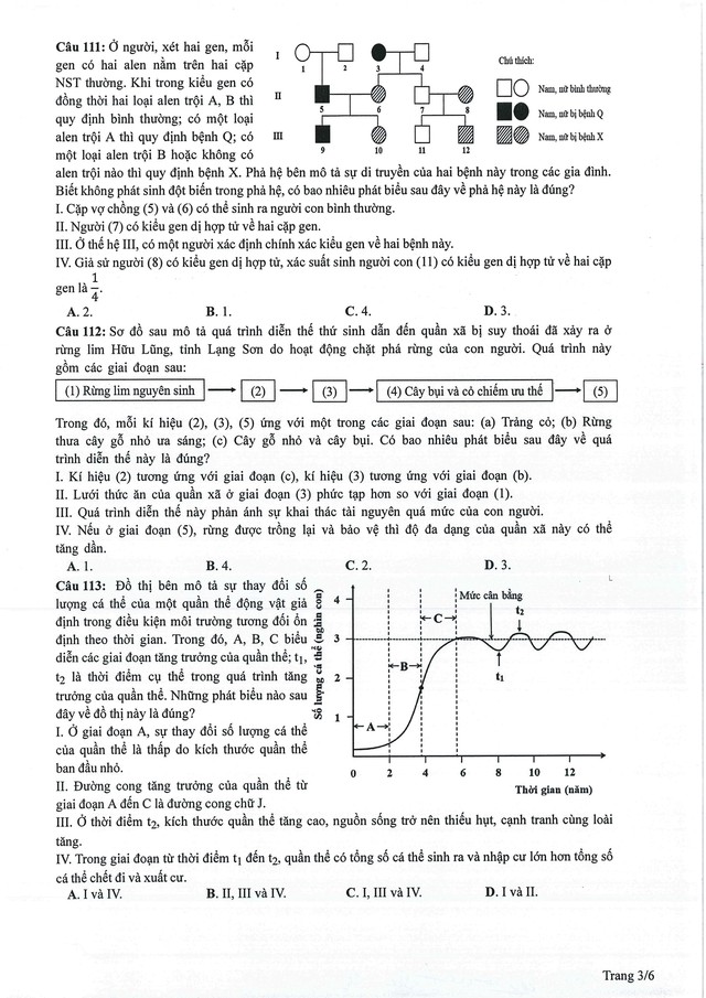 Đáp án đề thi môn Sinh học mã đề 221 tốt nghiệp THPT 2024- Ảnh 4.