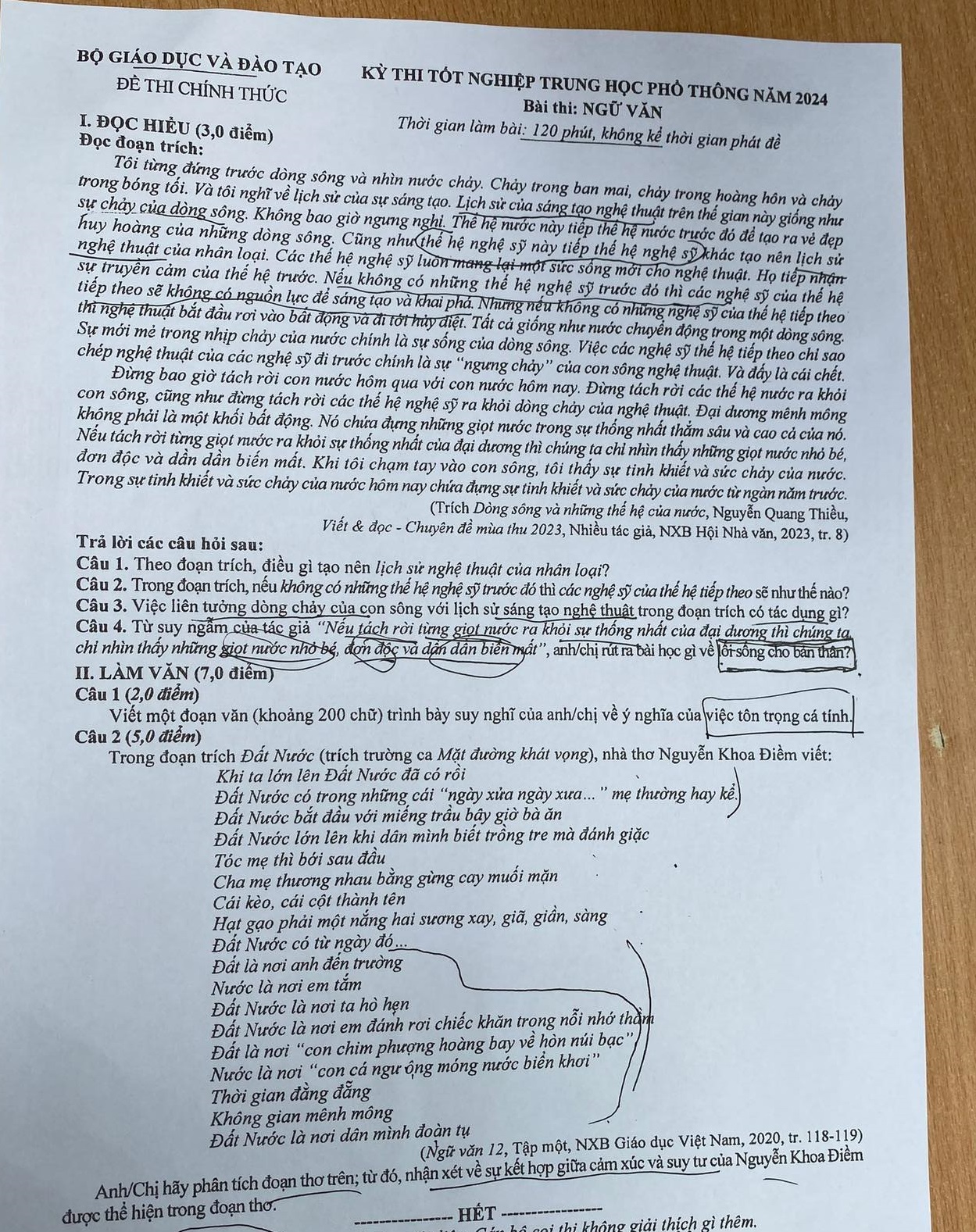 Đề thi môn Ngữ Văn tốt nghiệp THPT 2024 nhanh, chính xác nhất- Ảnh 1.