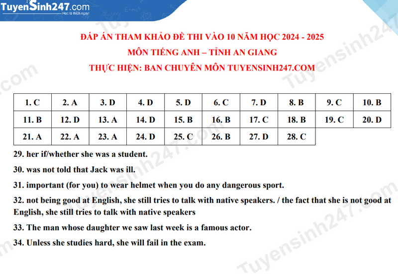 Đáp án đề thi tuyển sinh lớp 10 môn Tiếng Anh An Giang năm 2024- Ảnh 4.