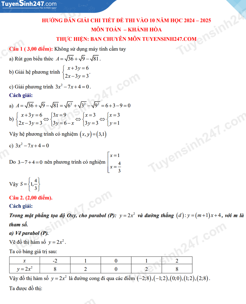 Đáp án đề thi tuyển sinh lớp 10 môn Toán Khánh Hòa năm 2024- Ảnh 3.