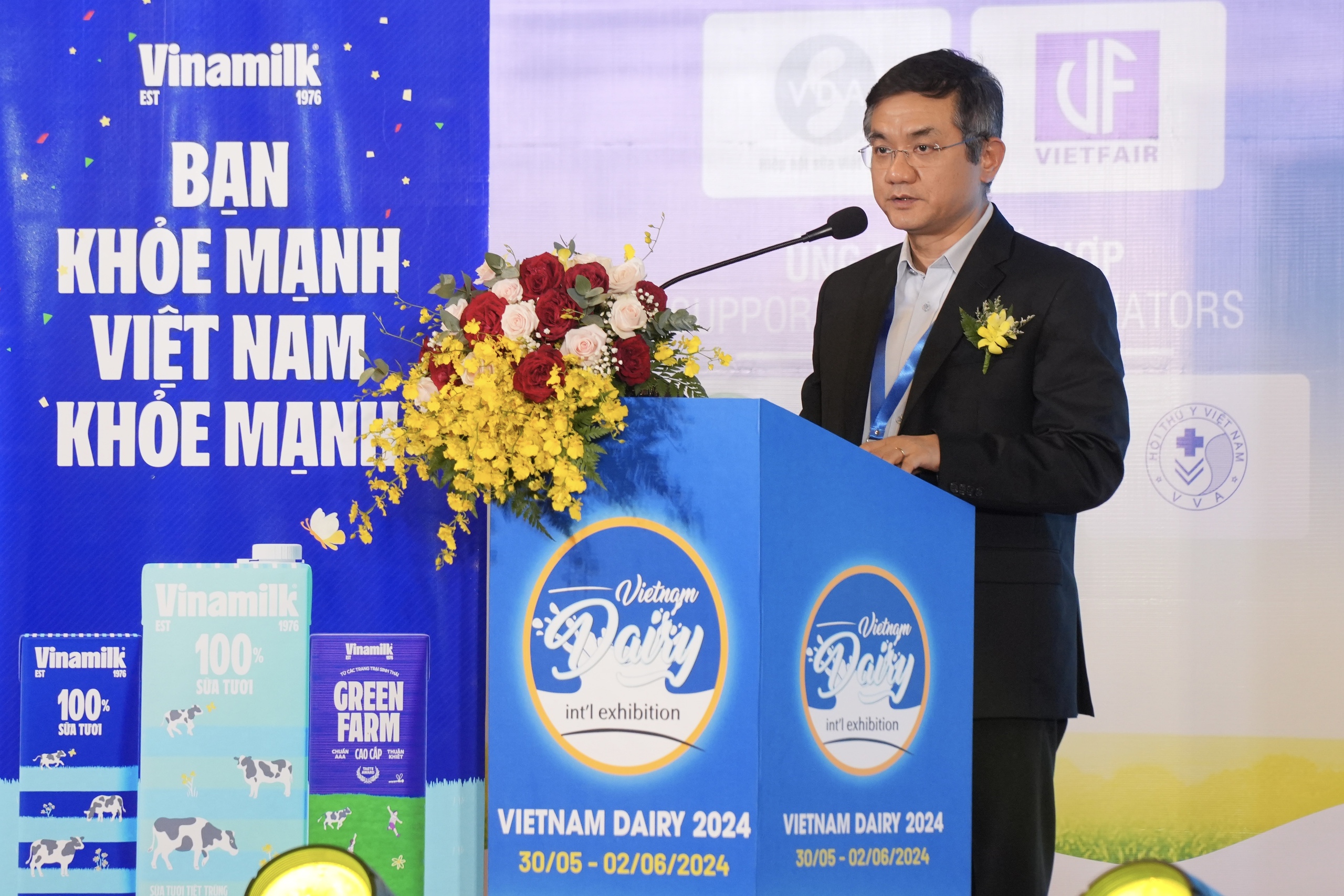 Ông Nguyễn Quang Trí – Giám đốc điều hành Marketing Vinamilk – phát biểu tại sự kiện khai mạc Triển lãm quốc tế ngành sữa và sản phẩm sữa 2024.