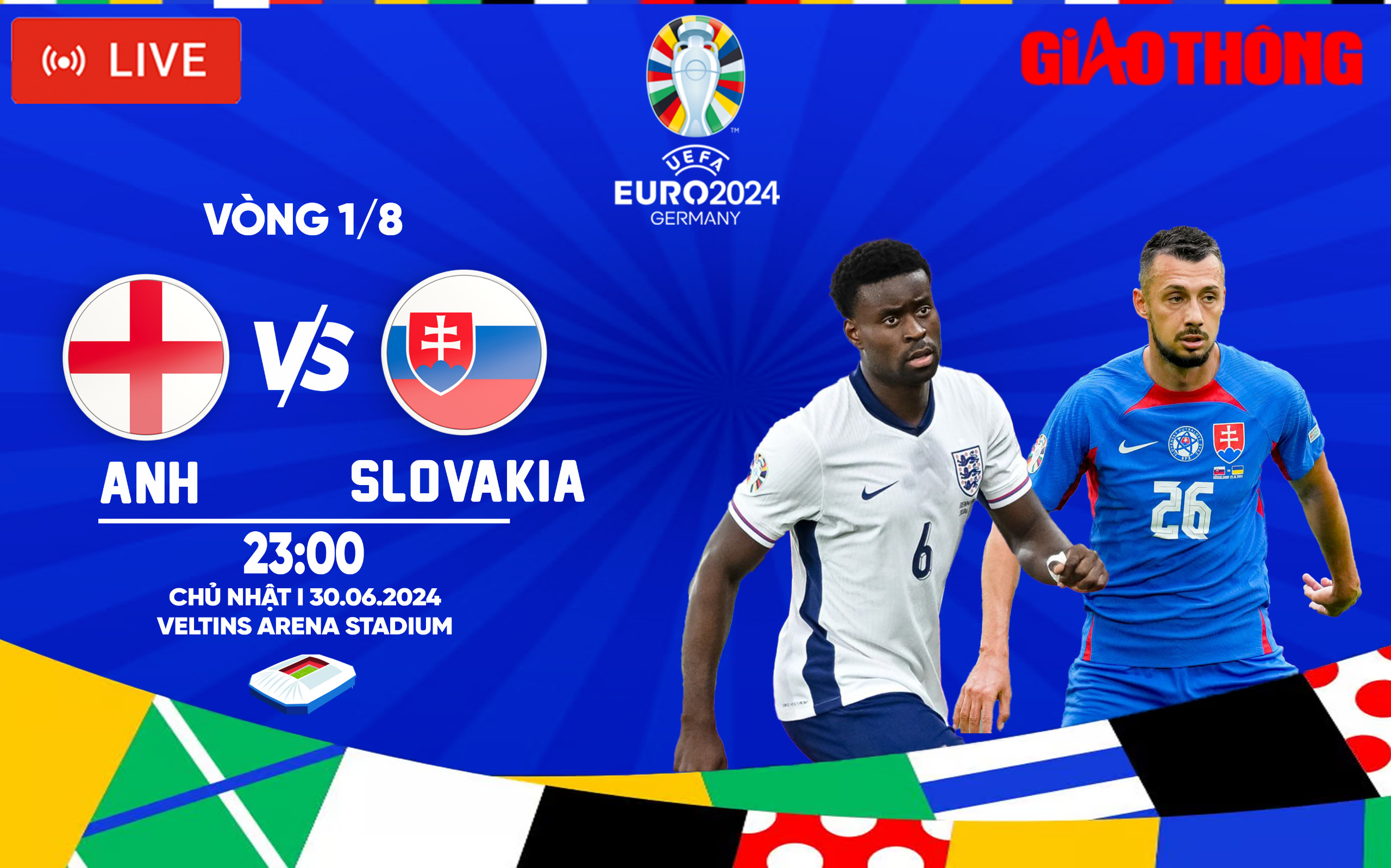 Link xem trực tiếp Anh vs Slovakia (23h ngày 30/6), vòng 1/8 EURO 2024- Ảnh 1.