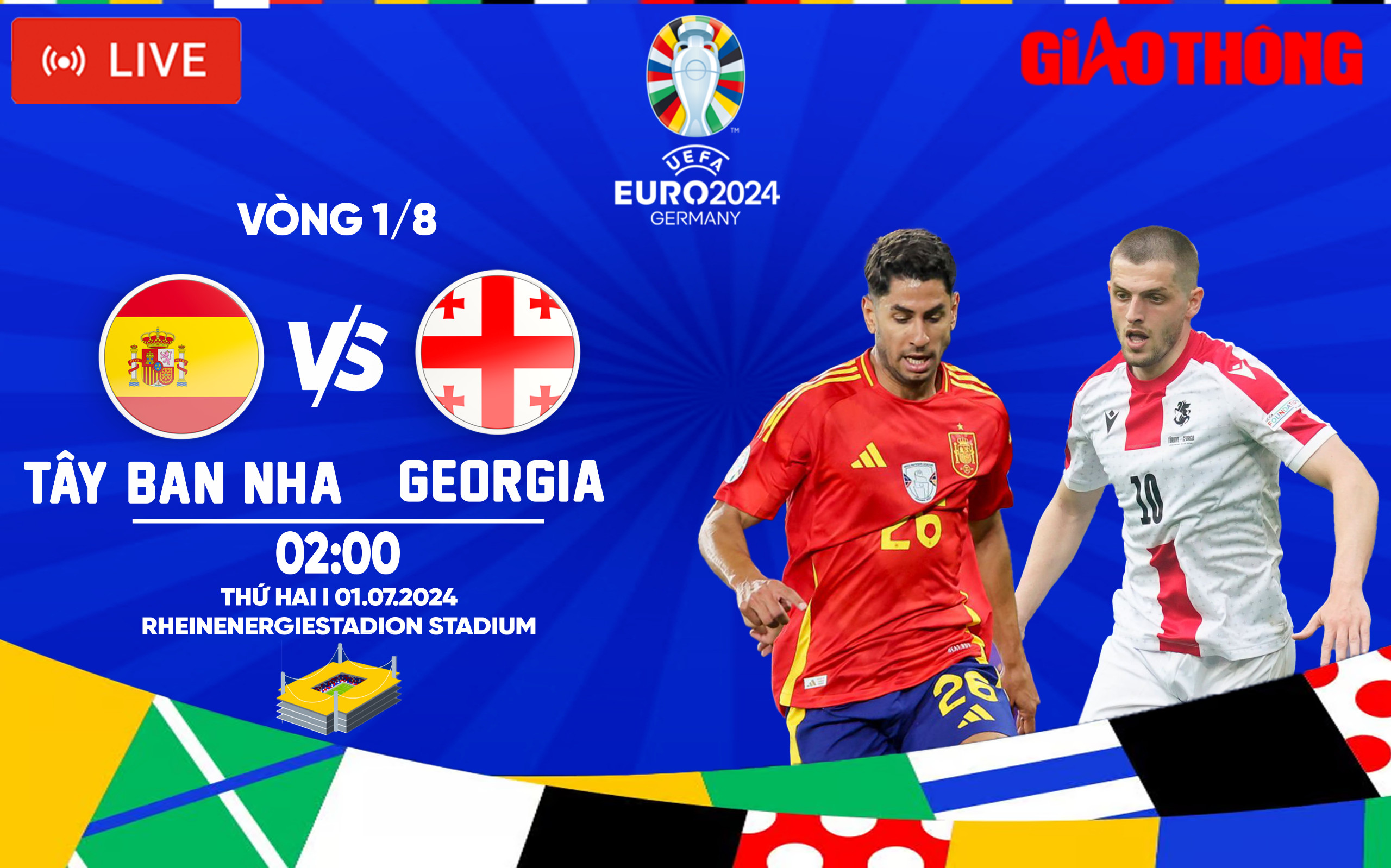 Link xem trực tiếp Tây Ban Nha vs Georgia (2h ngày 1/7), vòng 1/8 EURO 2024- Ảnh 1.