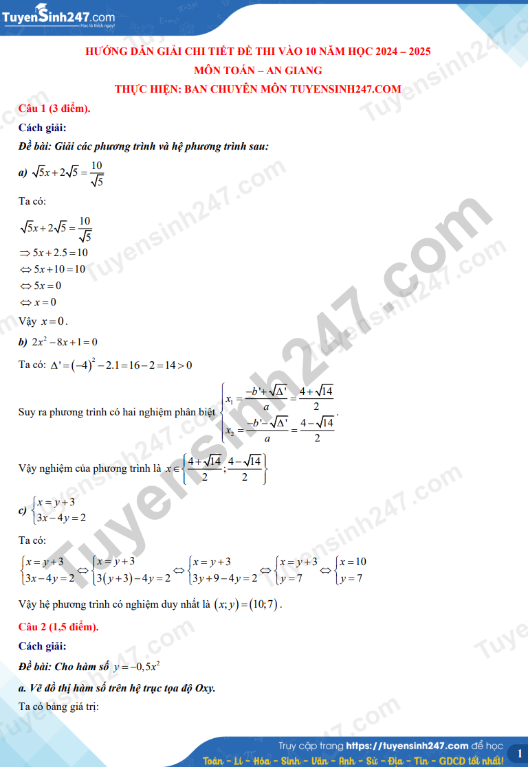 Đáp án đề thi tuyển sinh lớp 10 môn Toán An Giang năm 2024- Ảnh 3.