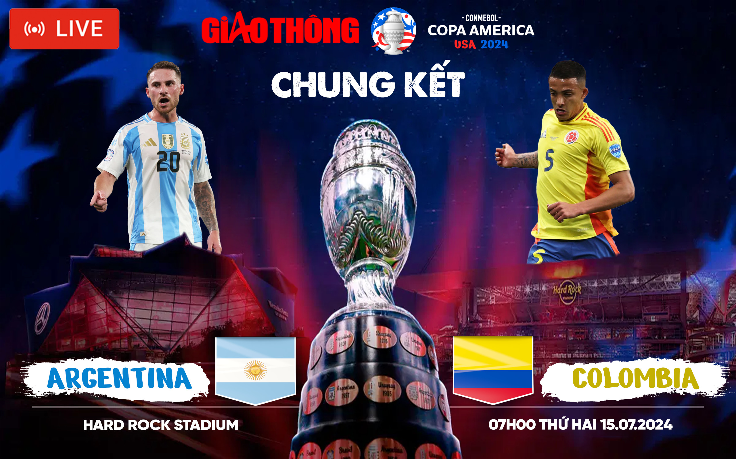 Link xem trực tiếp Argentina vs Colombia (7h ngày 15/7), chung kết Copa America 2024- Ảnh 1.