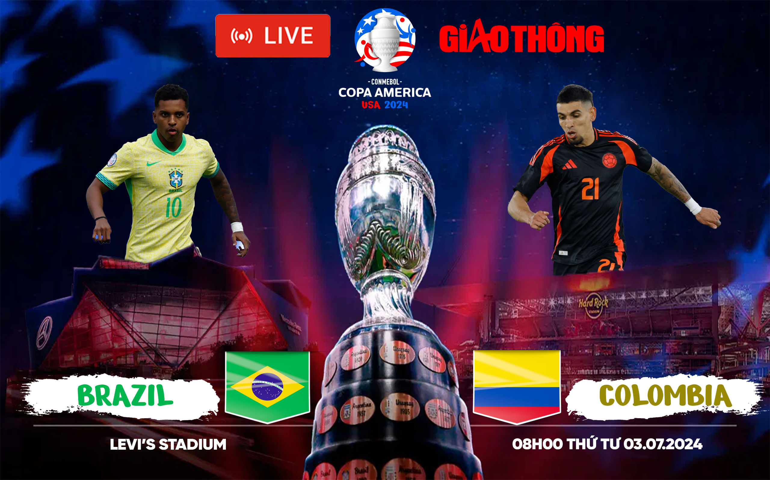 Link xem trực tiếp Brazil vs Colombia (8h ngày 3/7), bảng D Copa America 2024- Ảnh 1.