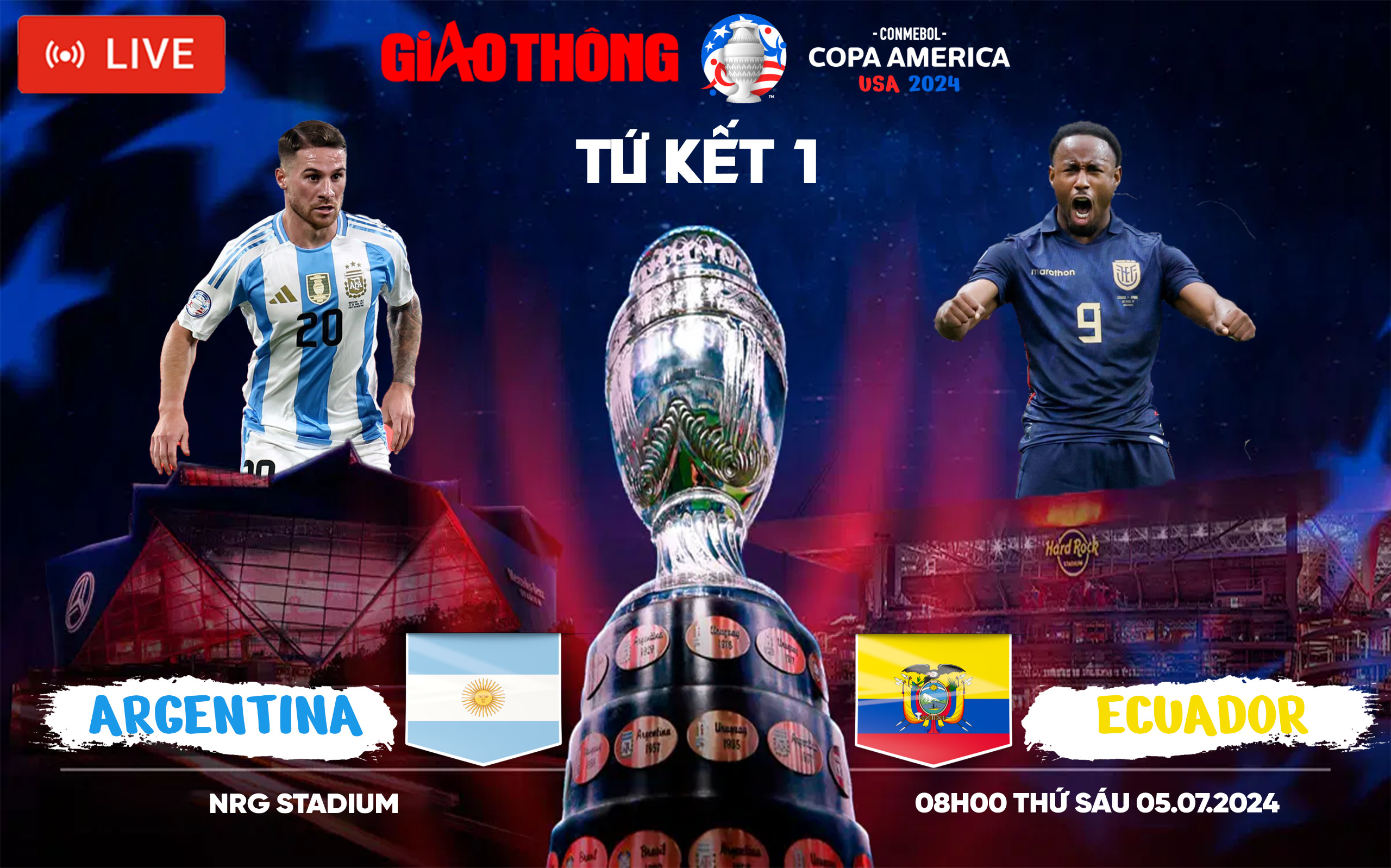 Link xem trực tiếp Argentina vs Ecuador (8h ngày 5/7), tứ kết Copa America 2024- Ảnh 1.