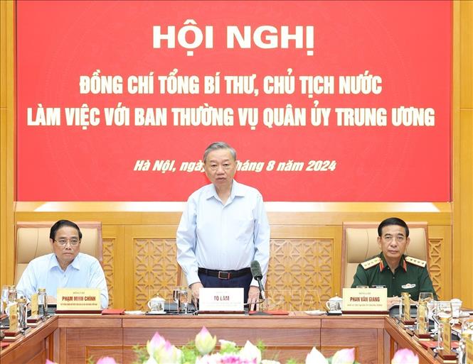 Tổng Bí thư, Chủ tịch nước Tô Lâm làm việc với Ban Thường vụ Quân ủy Trung ương- Ảnh 2.