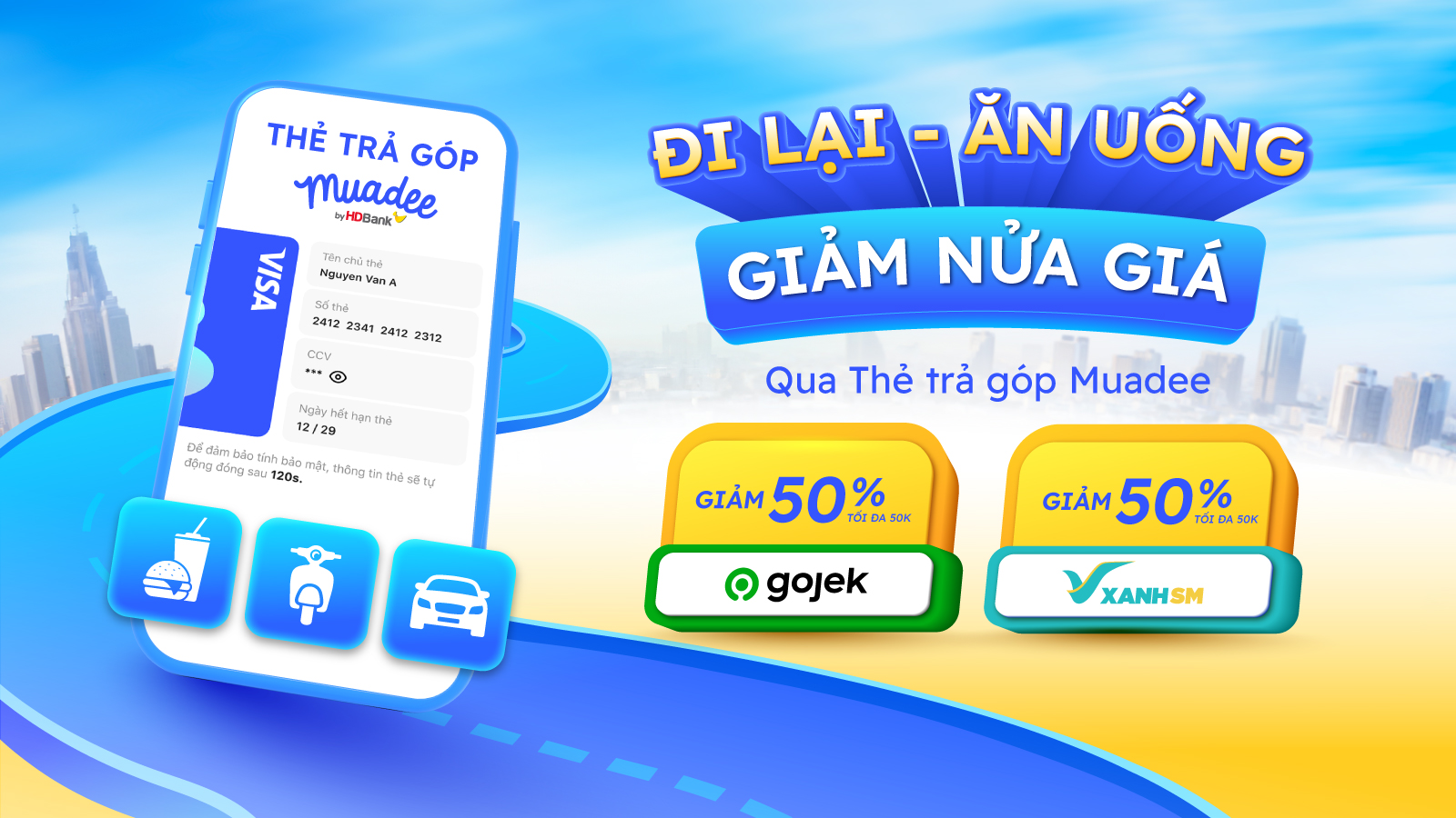 Giảm 50% trên Gojek và Xanh SM khi dùng thẻ trả góp Muadee- Ảnh 2. Giảm 50% trên Gojek và Xanh SM khi dùng thẻ trả góp Muadee- Ảnh 2.