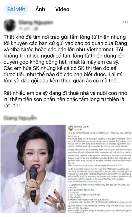 "Khẩu chiến" về hoạt động từ thiện của ca sỹ Thái Thùy Linh: Minh bạch như thế nào là đủ?- Ảnh 1.