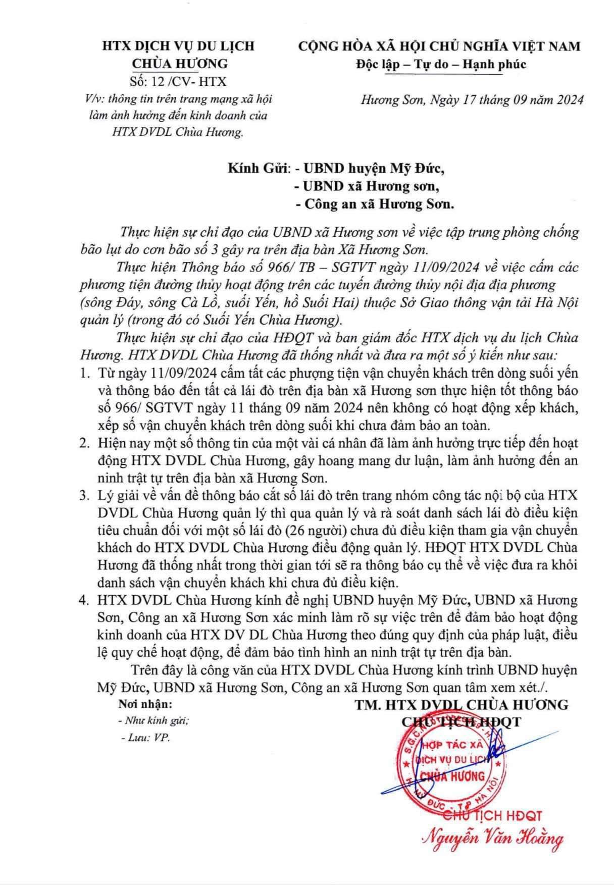 Bác thông tin cắt suất chở khách các chủ đò Chùa Hương vừa đi cứu trợ ở Thái Nguyên- Ảnh 2.