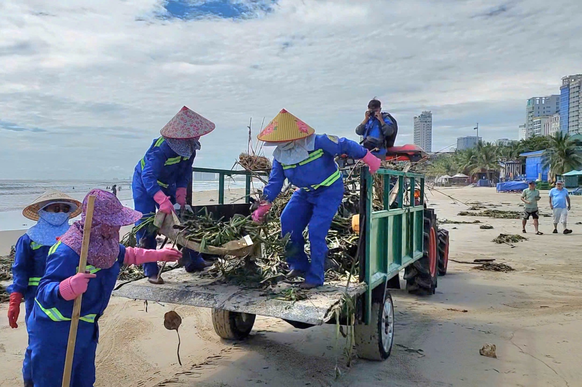 Hàng tấn bèo lục bình dạt bờ, bủa vây bãi biển du lịch Đà Nẵng- Ảnh 8.