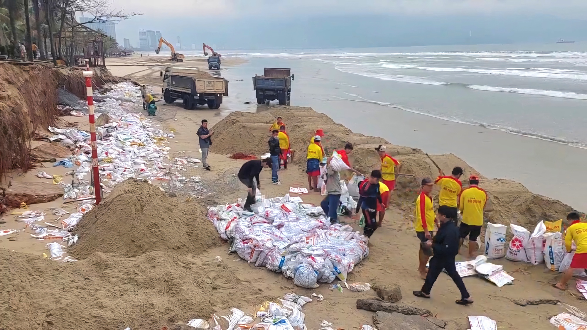 Hàng trăm người dựng kè ngăn sạt lở "bãi biển quyến rũ nhất hành tinh"- Ảnh 10.