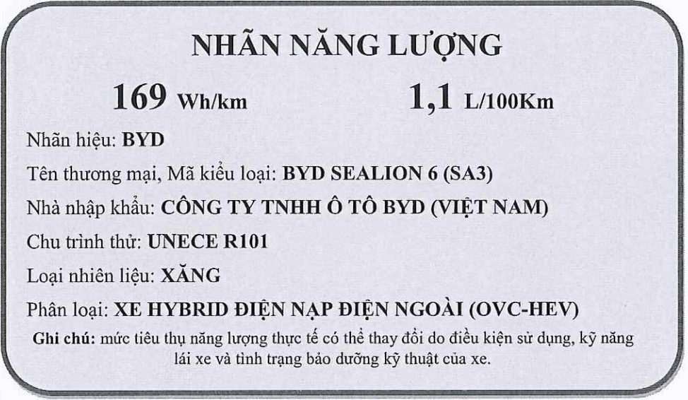 BYD Sealion 6 tại Việt Nam chỉ tốn 1,1 lít xăng/100km- Ảnh 2.