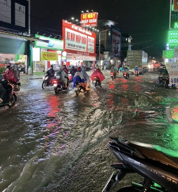 Mưa lớn kèm gió mạnh, nhiều tuyến đường ở Đồng Nai ngập sâu- Ảnh 4.