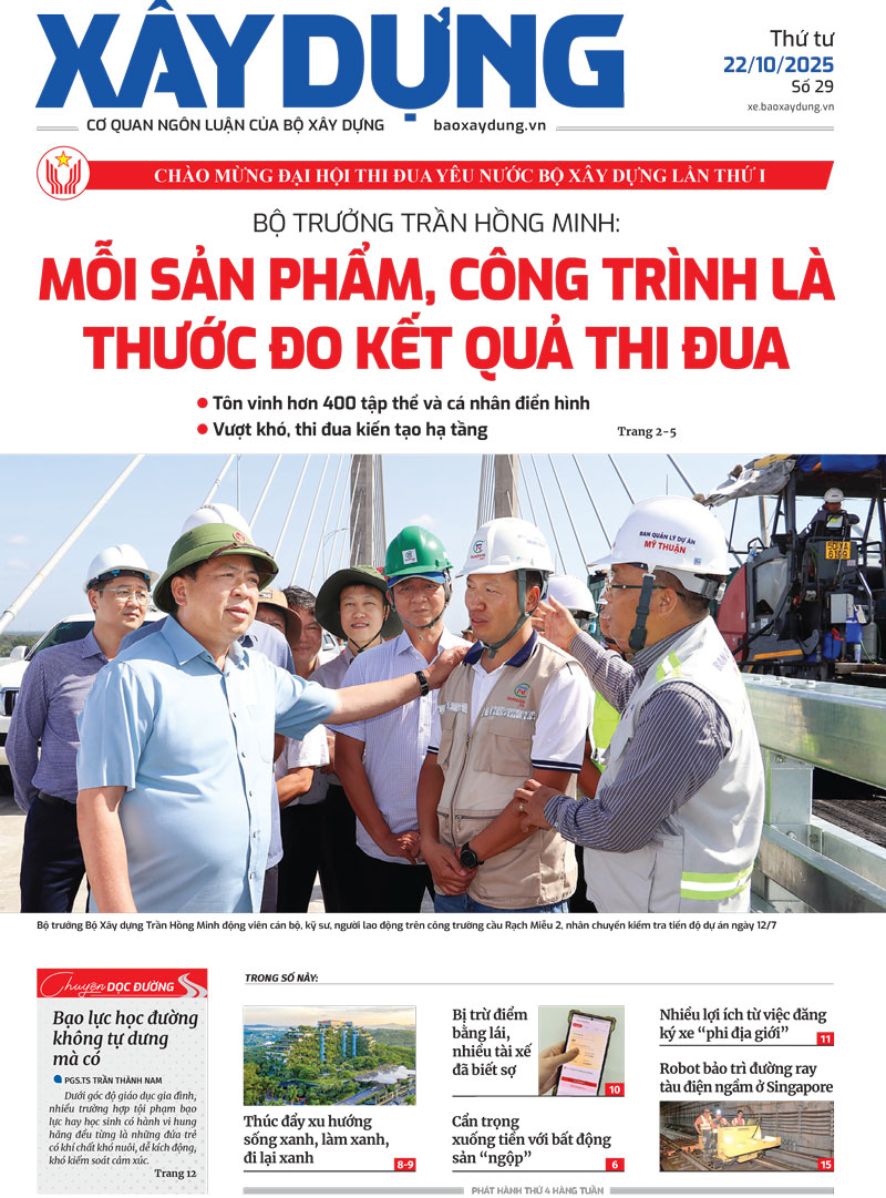 Trang nhất Báo Xây dựng số 29 ra ngày 22/10/2025.