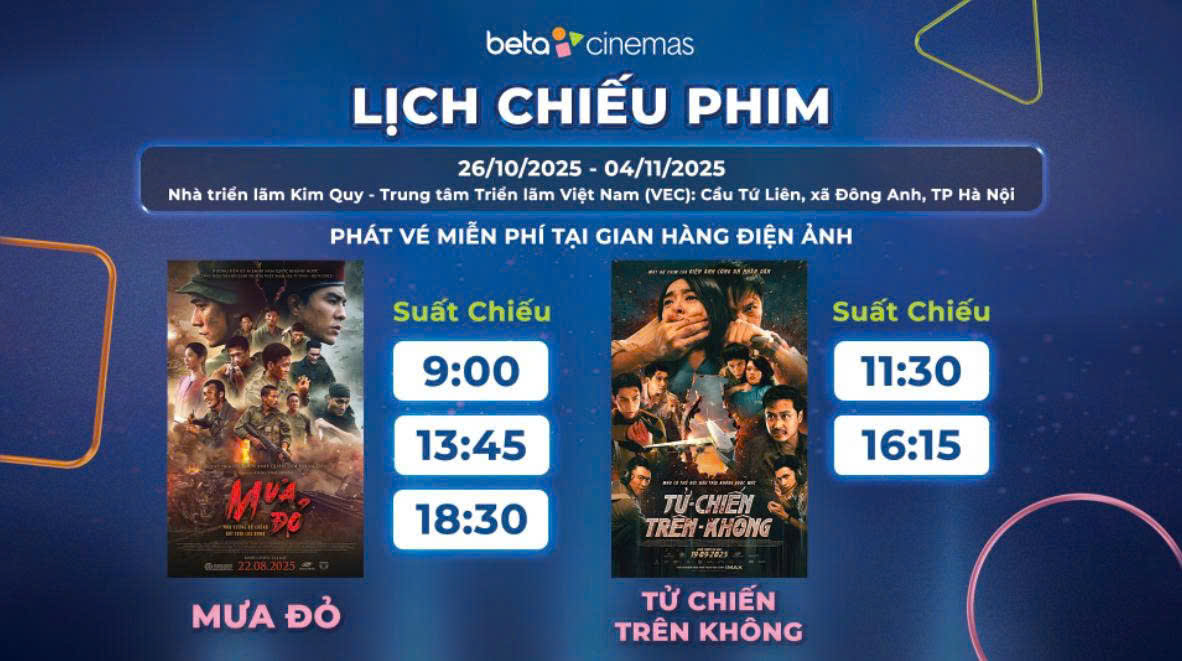 Khán giả nhận vé miễn phí “Mưa đỏ” và “Tử chiến trên không” tại Hội chợ Mùa thu ở đâu?- Ảnh 1. Khán giả nhận vé miễn phí “Mưa đỏ” và “Tử chiến trên không” tại Hội chợ Mùa thu ở đâu?- Ảnh 1.