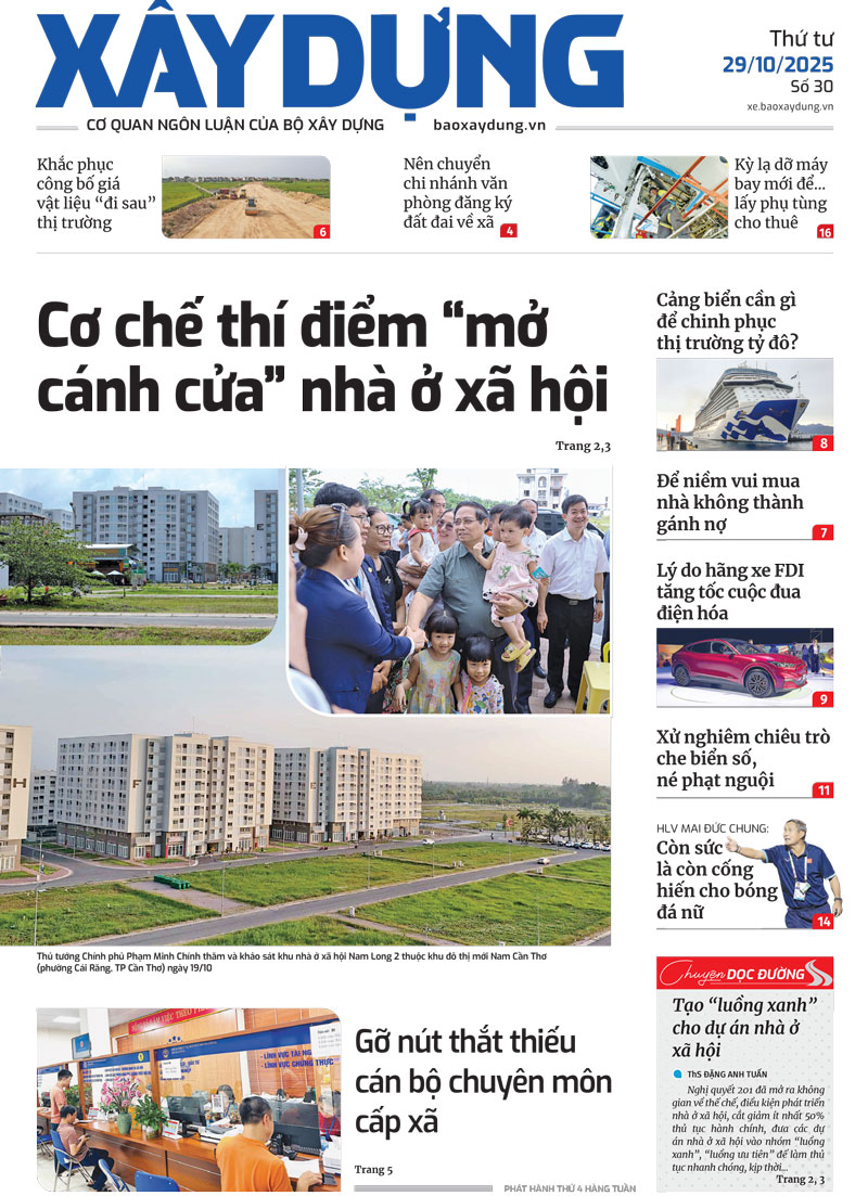Trang nhất Báo Xây dựng số 30 ra ngày 29/10/2025. Trang nhất Báo Xây dựng số 30 ra ngày 29/10/2025.