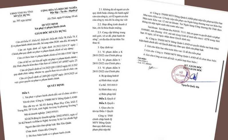 Hà Tĩnh: Một doanh nghiệp bất động sản bị xử phạt hơn 500 triệu đồng- Ảnh 1. Hà Tĩnh: Một doanh nghiệp bất động sản bị xử phạt hơn 500 triệu đồng- Ảnh 1.