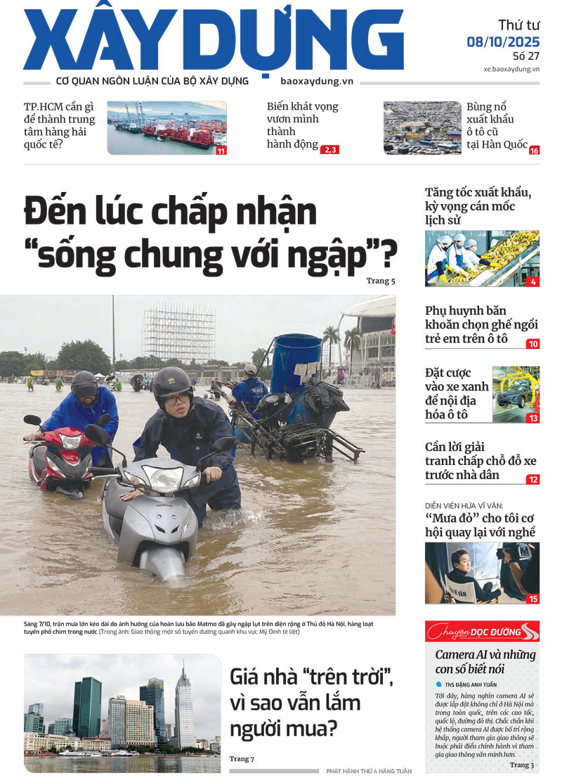 Trang nhất Báo Xây dựng số 27 ra ngày 8/10/2025.